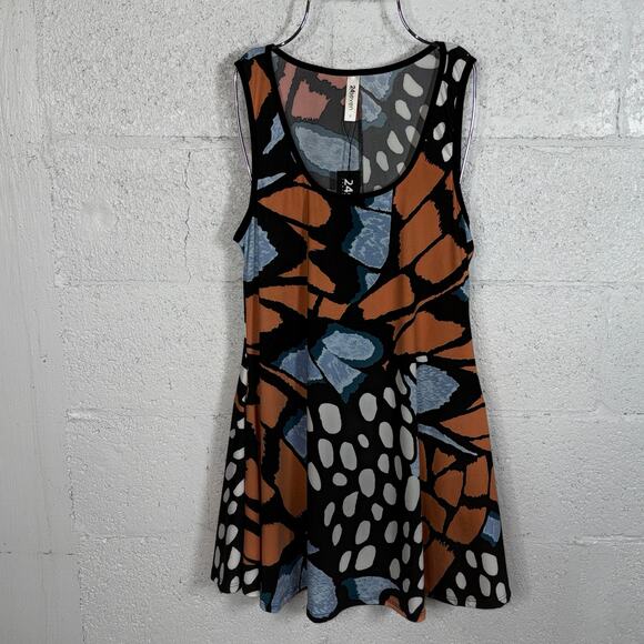 24/7 Comfort Apparel Butterfly Print Scoop Neck Tank Top, orange butterfly XL - Picture 1 of 6